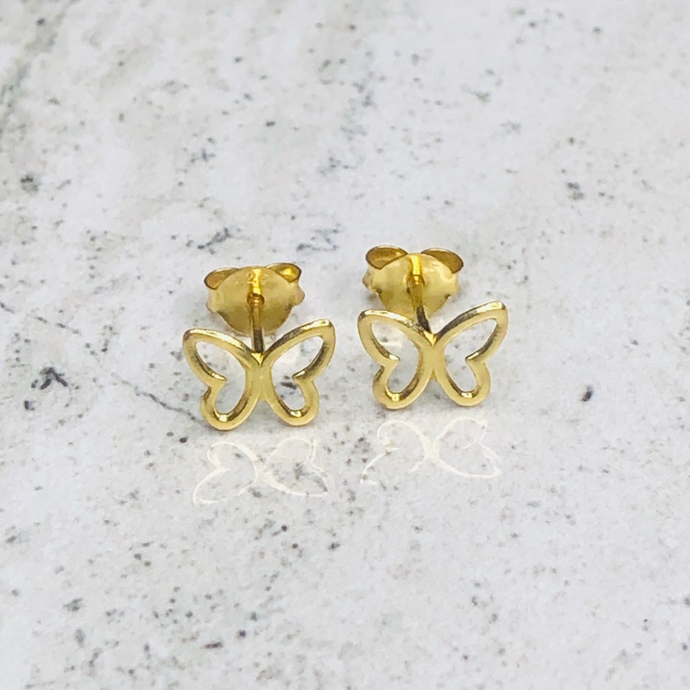 925 Sterling Silver Gold Butterfly Earrings
